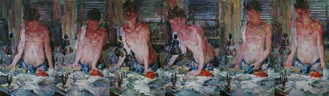 2013-12, Six Masturbation Scenes, 140x480cm
