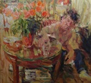 2014-01-07, pink roses on my table, 110x120cm - thumbnail