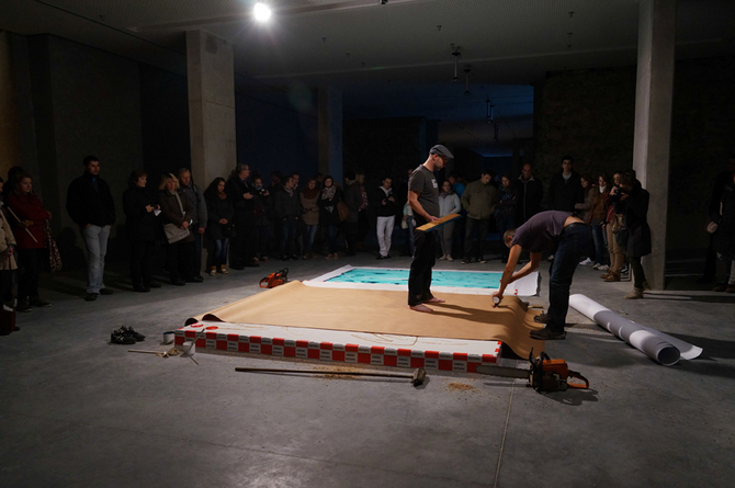 Martica ako ring II.- tyrkysová, 2013, akčná grafika / Matrix as a ring II. - turquoise, 2013, action printmarking